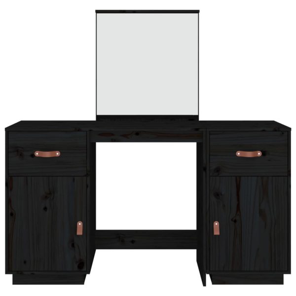 Set Toeletta Con Specchio Nero In Legno Massello Di Pino - Image 6