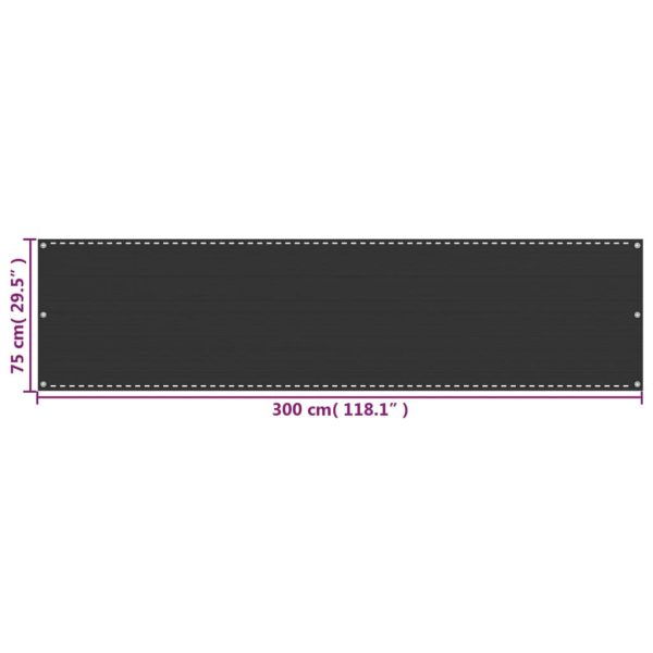 Paravento Da Balcone Antracite 75x300 Cm In Hdpe - Image 5