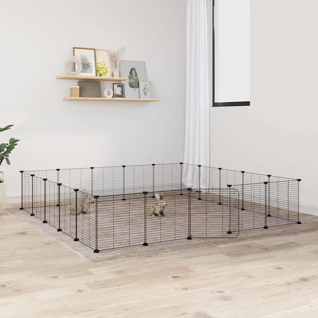 Gabbia Per Animali 20 Pannelli Con Porta Nera 35x35 Cm Acciaio