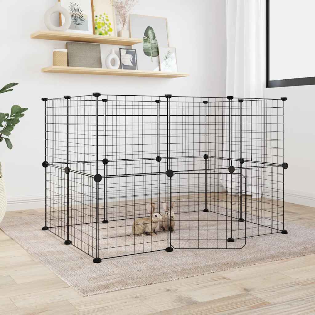 Gabbia Per Animali 20 Pannelli Con Porta Nera 35x35 Cm Acciaio