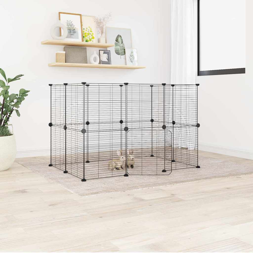 Gabbia Per Animali 20 Pannelli Con Porta Nera 35x35 Cm Acciaio