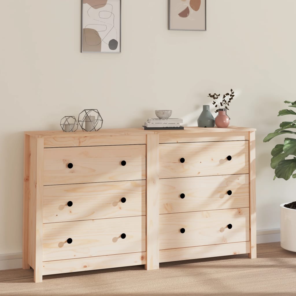 Credenza 140x35x80 Cm In Legno Massello Di Pino