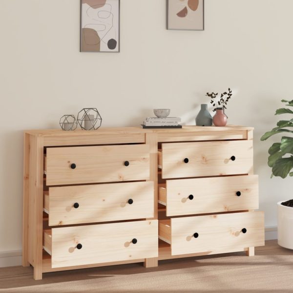 Credenza 140x35x80 Cm In Legno Massello Di Pino - Image 3