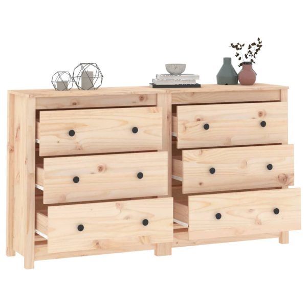 Credenza 140x35x80 Cm In Legno Massello Di Pino - Image 4