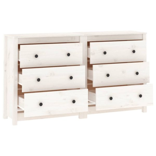 Credenza Bianca 140x35x80 Cm In Legno Massello Di Pino - Image 5