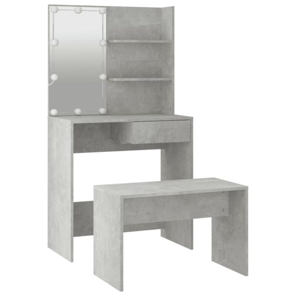 Set Tavolo Da Toeletta Grigio Cemento Con Led Legno Multistrato - Image 6