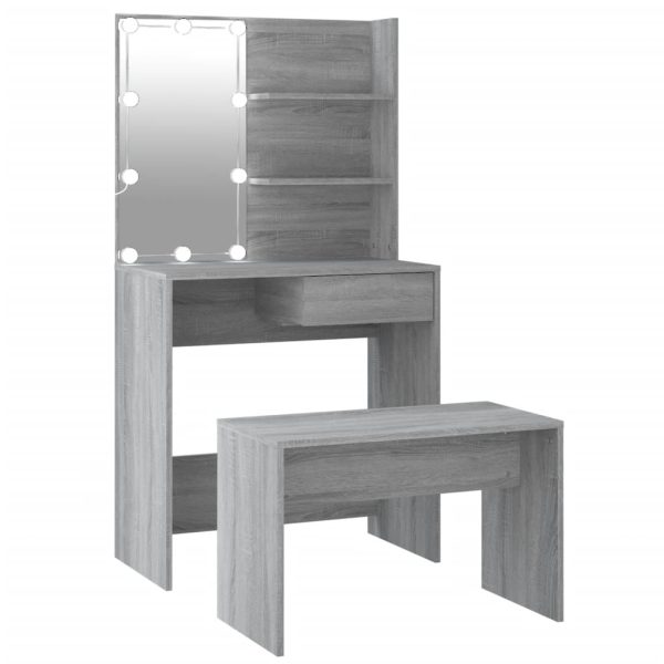 Set Tavolo Da Toeletta Con Led Grigio Sonoma Legno Multistrato - Image 2
