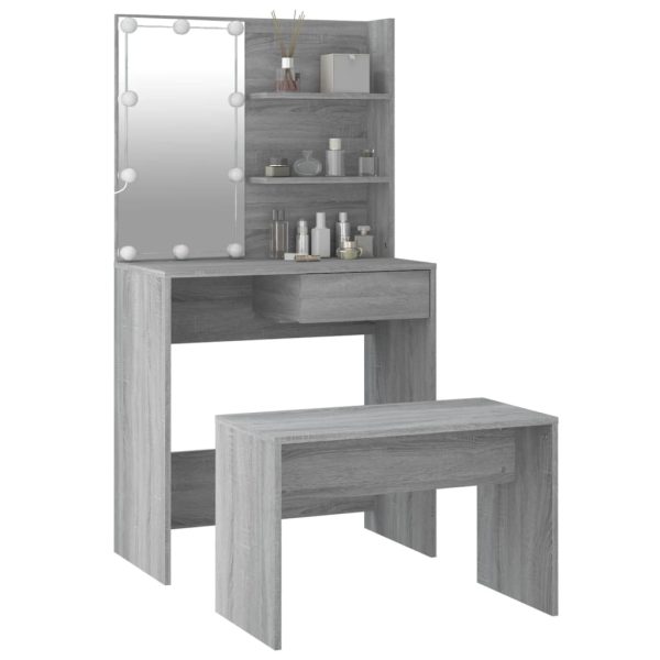 Set Tavolo Da Toeletta Con Led Grigio Sonoma Legno Multistrato - Image 5