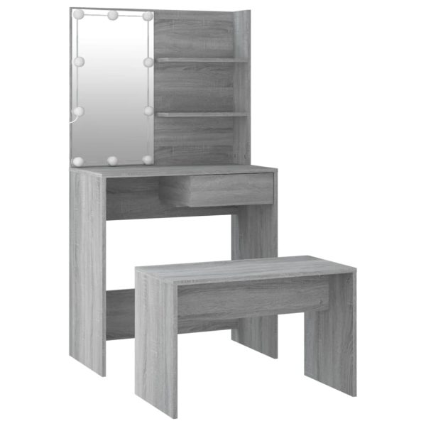 Set Tavolo Da Toeletta Con Led Grigio Sonoma Legno Multistrato - Image 6