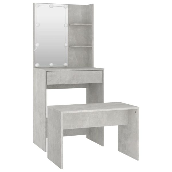 Set Tavolo Da Toeletta Grigio Cemento Con Led Legno Multistrato - Image 5