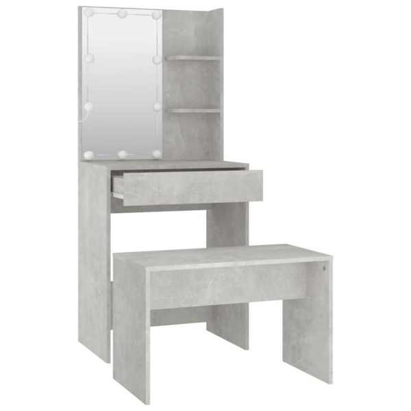 Set Tavolo Da Toeletta Grigio Cemento Con Led Legno Multistrato - Image 6