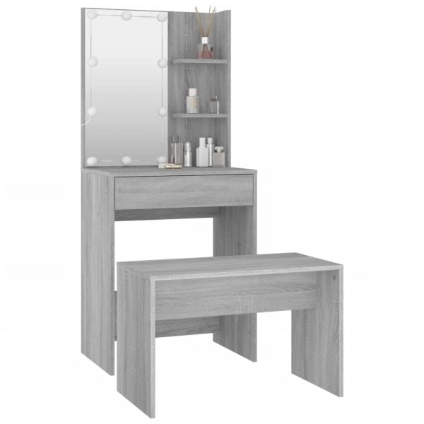 Set Tavolo Da Toeletta Con Led Grigio Sonoma Legno Multistrato - Image 4
