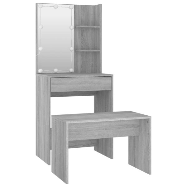 Set Tavolo Da Toeletta Con Led Grigio Sonoma Legno Multistrato - Image 5