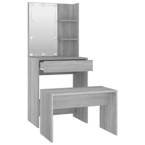 Set Tavolo Da Toeletta Con Led Grigio Sonoma Legno Multistrato - Image 6