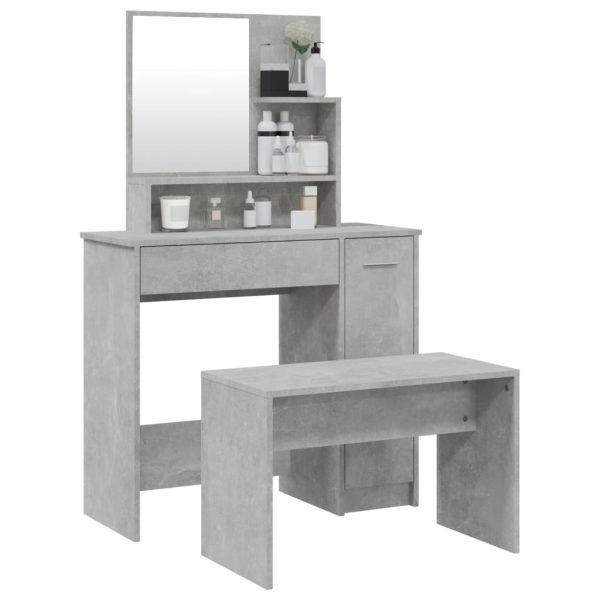 Set Tavolo Da Toeletta Grigio Cemento 86,5x35x136 cm - Image 3