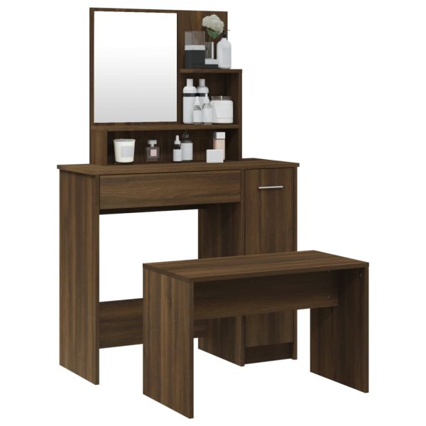Set Tavolo Da Toeletta Rovere Marrone 86,5x35x136 cm - Image 3