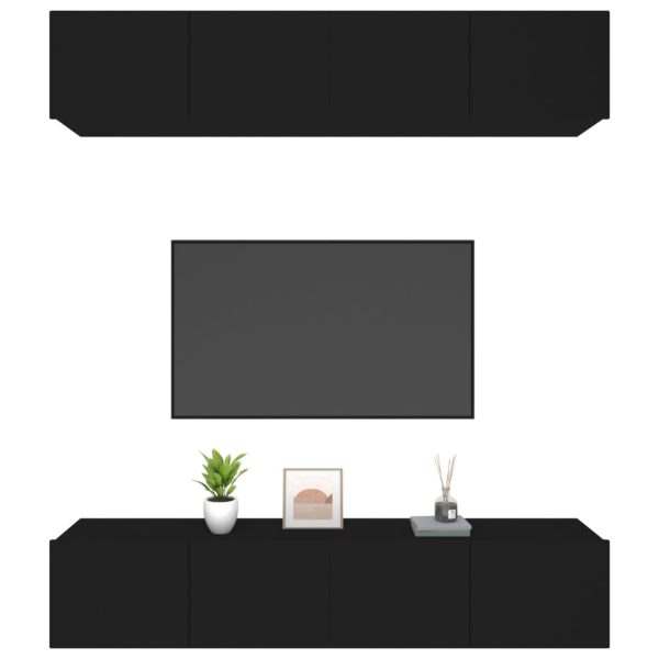 Mobili Porta Tv Neri 4 Pz 80x30x30 Cm In Legno Multistrato - Image 4