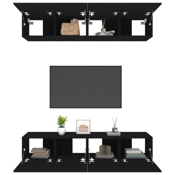 Mobili Porta Tv Neri 4 Pz 80x30x30 Cm In Legno Multistrato - Image 5
