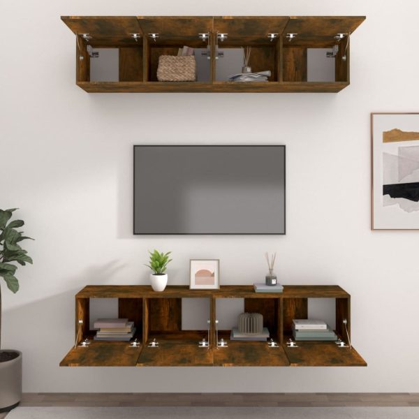 Mobili Tv 4 Pz Rovere Fumo 80x30x30 Cm In Legno Multistrato - Image 3