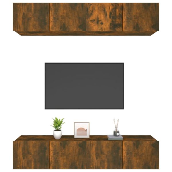 Mobili Tv 4 Pz Rovere Fumo 80x30x30 Cm In Legno Multistrato - Image 4