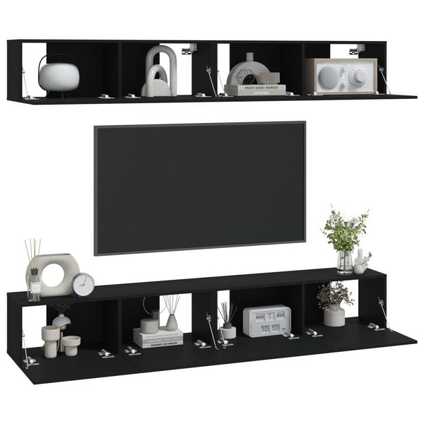 Mobili Porta Tv A Parete 4 Pz Nero 100x30x30 cm - Image 3