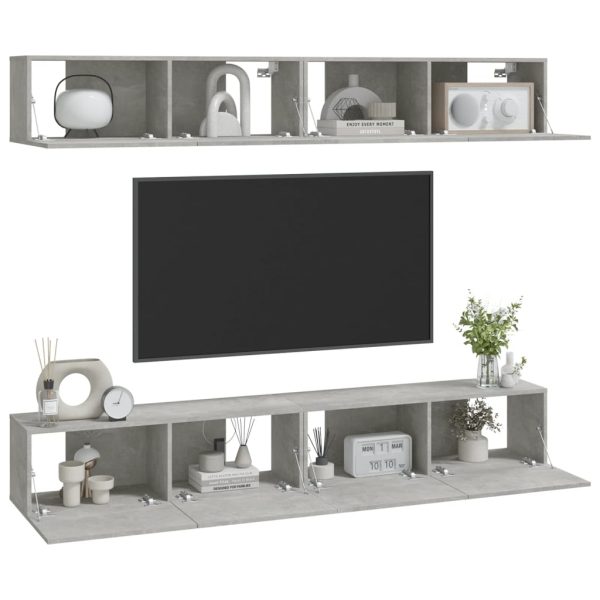 Mobili Porta Tv A Parete 4 Pz Grigio Cemento 100x30x30 cm - Image 3