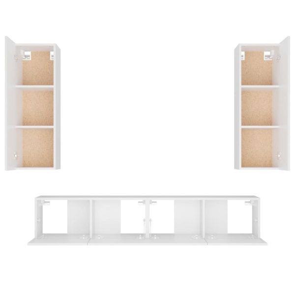 Set Di Mobili Porta Tv 4 Pz Bianco In Legno Multistrato - Image 6