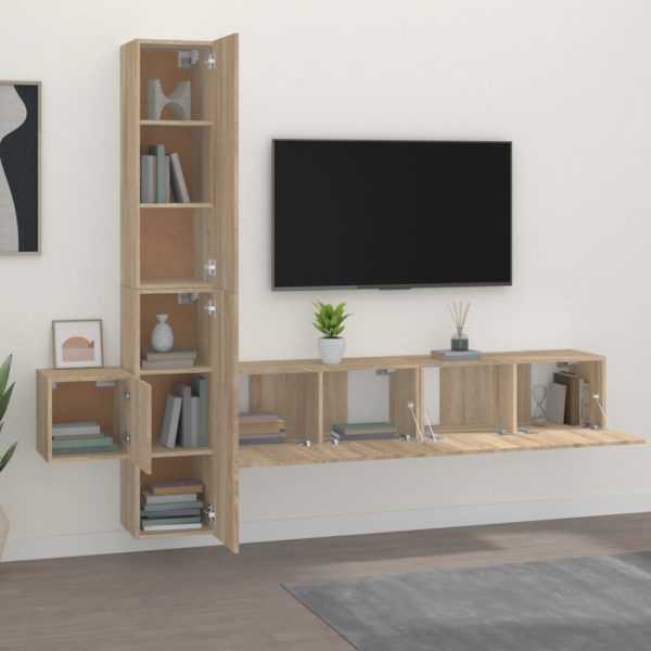 Set Di Mobili Porta Tv 5 Pz Rovere Sonoma In Legno Multistrato - Image 3