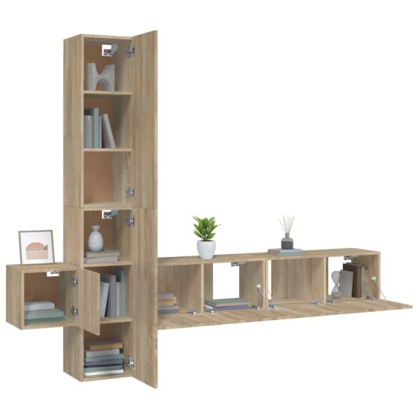 Set Di Mobili Porta Tv 5 Pz Rovere Sonoma In Legno Multistrato - Image 4