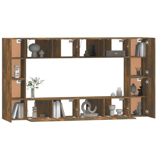 Set Mobili Porta Tv 8pz Rovere Fumo In Legno Multistrato - Image 4