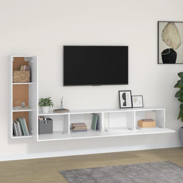 Set Mobili Porta Tv 3 Pz Bianco In Legno Multistrato - Image 3