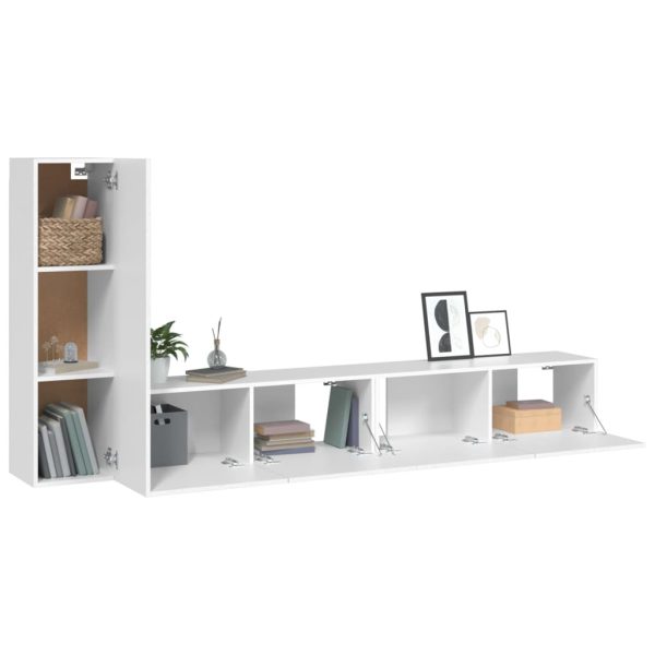 Set Mobili Porta Tv 3 Pz Bianco In Legno Multistrato - Image 4