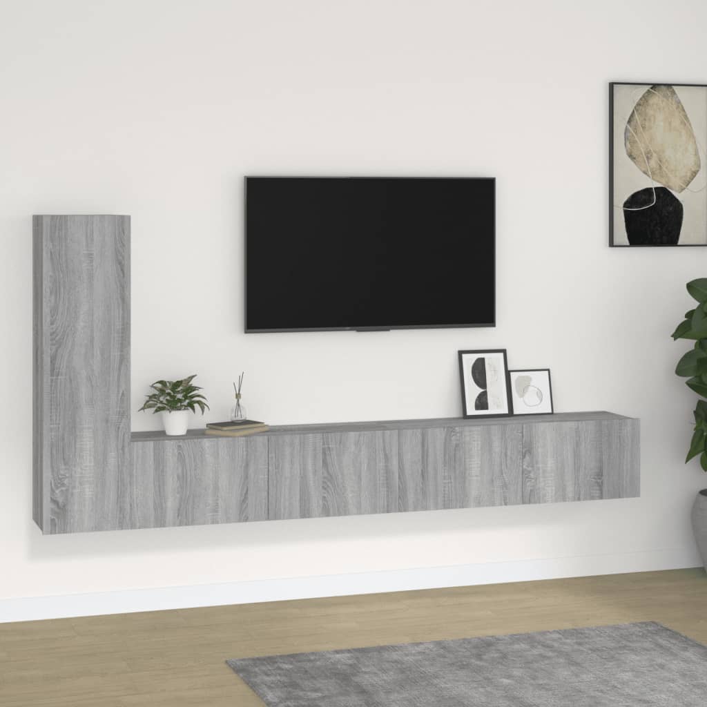 Set Mobili Porta Tv 3 Pz Grigio Sonoma In Legno Multistrato
