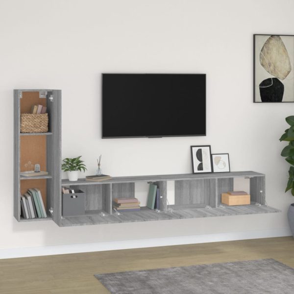 Set Mobili Porta Tv 3 Pz Grigio Sonoma In Legno Multistrato - Image 3