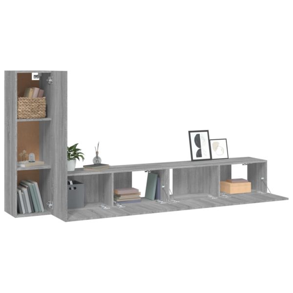 Set Mobili Porta Tv 3 Pz Grigio Sonoma In Legno Multistrato - Image 4