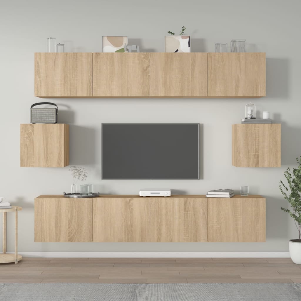Set Di Mobili Porta Tv 6 Pz Rovere Sonoma In Legno Multistrato