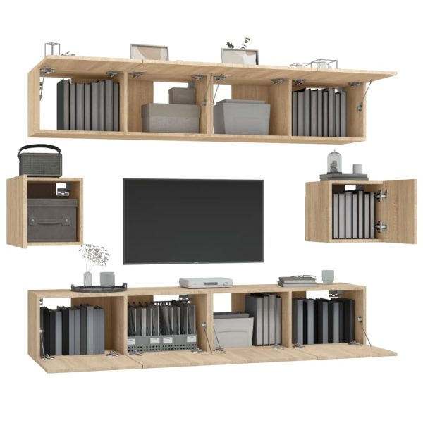 Set Di Mobili Porta Tv 6 Pz Rovere Sonoma In Legno Multistrato - Image 4