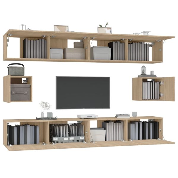 Set Di Mobili Porta Tv 6 Pz Rovere Sonoma In Legno Multistrato - Image 4