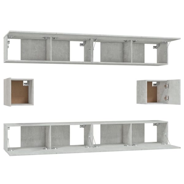 Set Di Mobili Porta Tv 6 Pz Grigio Cemento In Legno Multistrato - Image 5