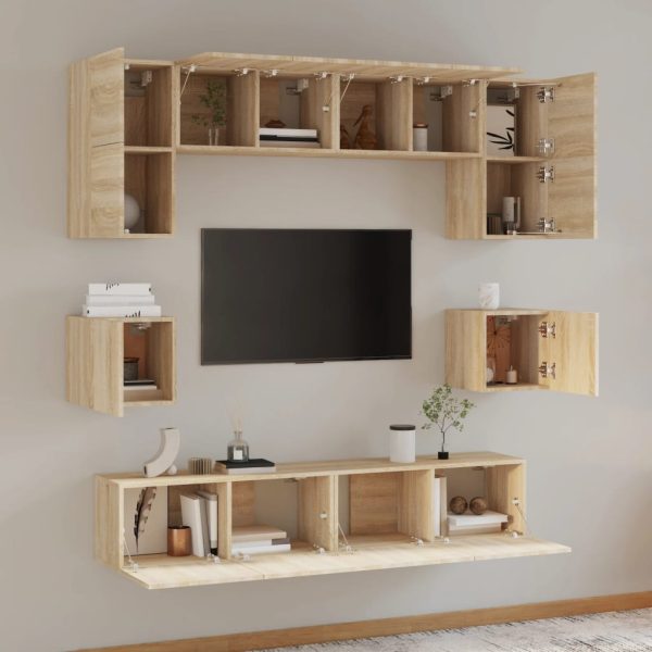 Set Mobili Porta Tv 8pz Rovere Sonoma In Legno Multistrato - Image 3