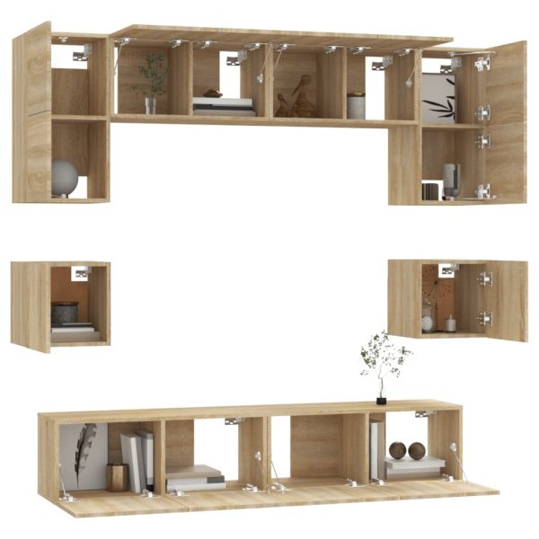 Set Mobili Porta Tv 8pz Rovere Sonoma In Legno Multistrato - Image 4