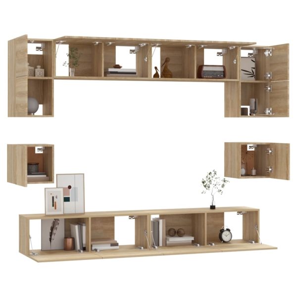 Set Mobili Porta Tv 8pz Rovere Sonoma In Legno Multistrato - Image 4