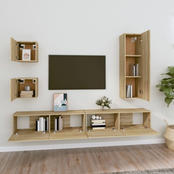 Set Di Mobili Porta Tv 5 Pz Rovere Sonoma In Legno Multistrato - Image 3