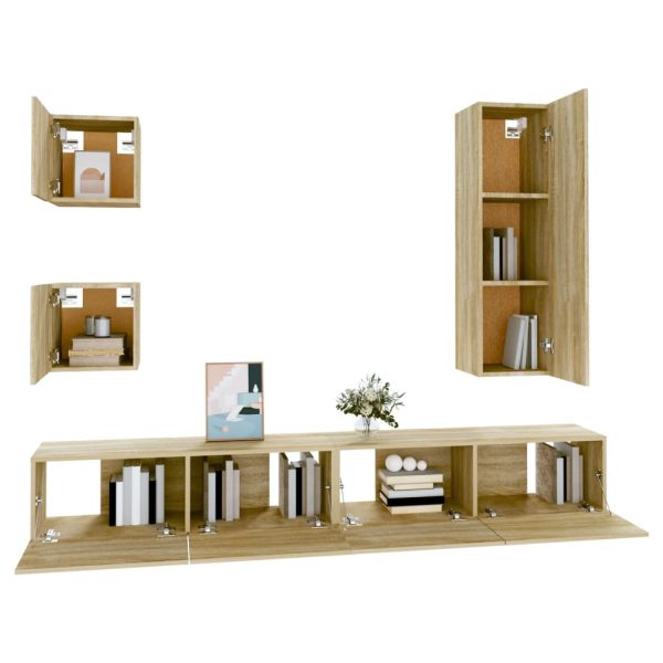 Set Di Mobili Porta Tv 5 Pz Rovere Sonoma In Legno Multistrato - Image 4