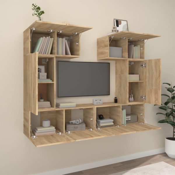 Set Di Mobili Porta Tv 6 Pz Rovere Sonoma In Legno Multistrato - Image 3