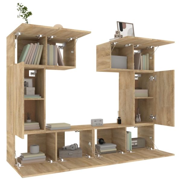 Set Di Mobili Porta Tv 6 Pz Rovere Sonoma In Legno Multistrato - Image 4