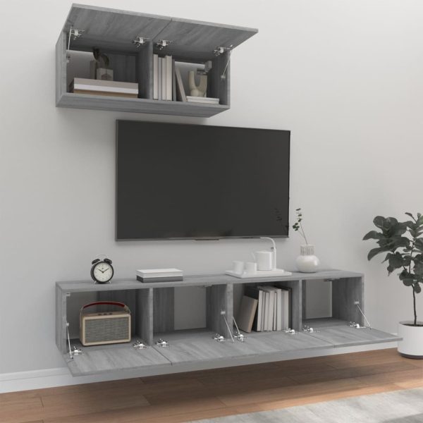 Set Mobili Porta Tv 3 Pz Grigio Sonoma In Legno Multistrato - Image 3