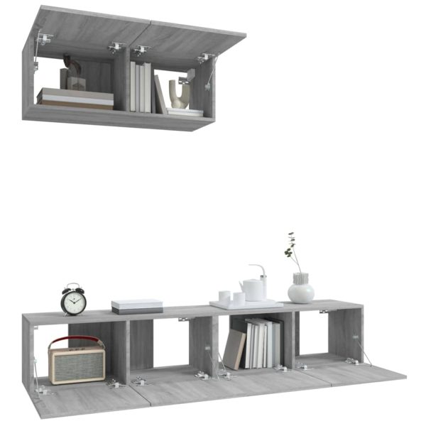 Set Mobili Porta Tv 3 Pz Grigio Sonoma In Legno Multistrato - Image 4