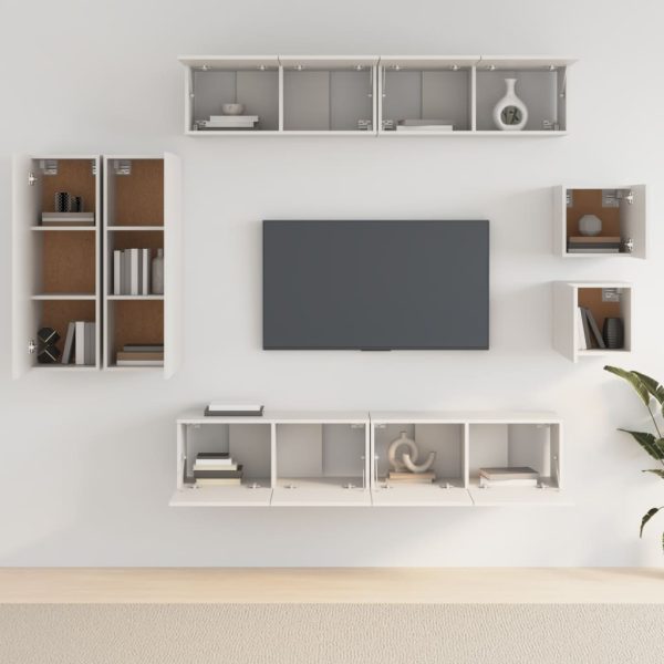 Set Mobili Porta Tv 8pz Bianco In Legno Multistrato - Image 3