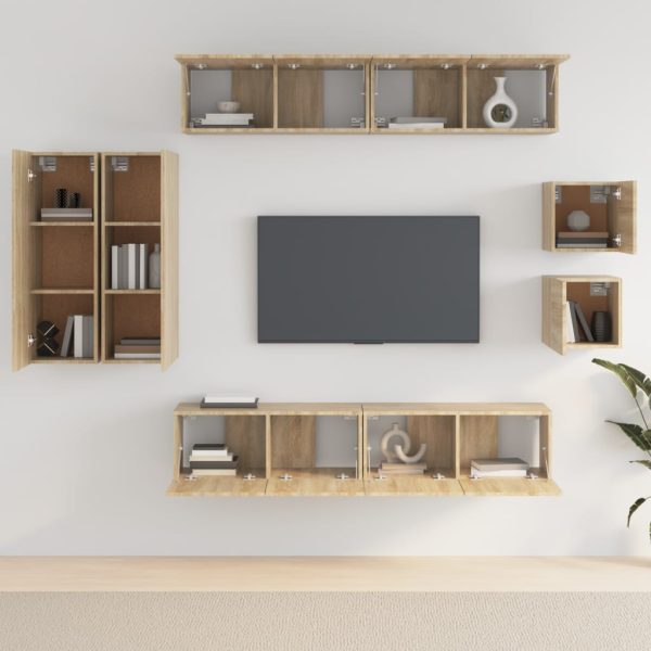 Set Mobili Porta Tv 8pz Rovere Sonoma In Legno Multistrato - Image 3